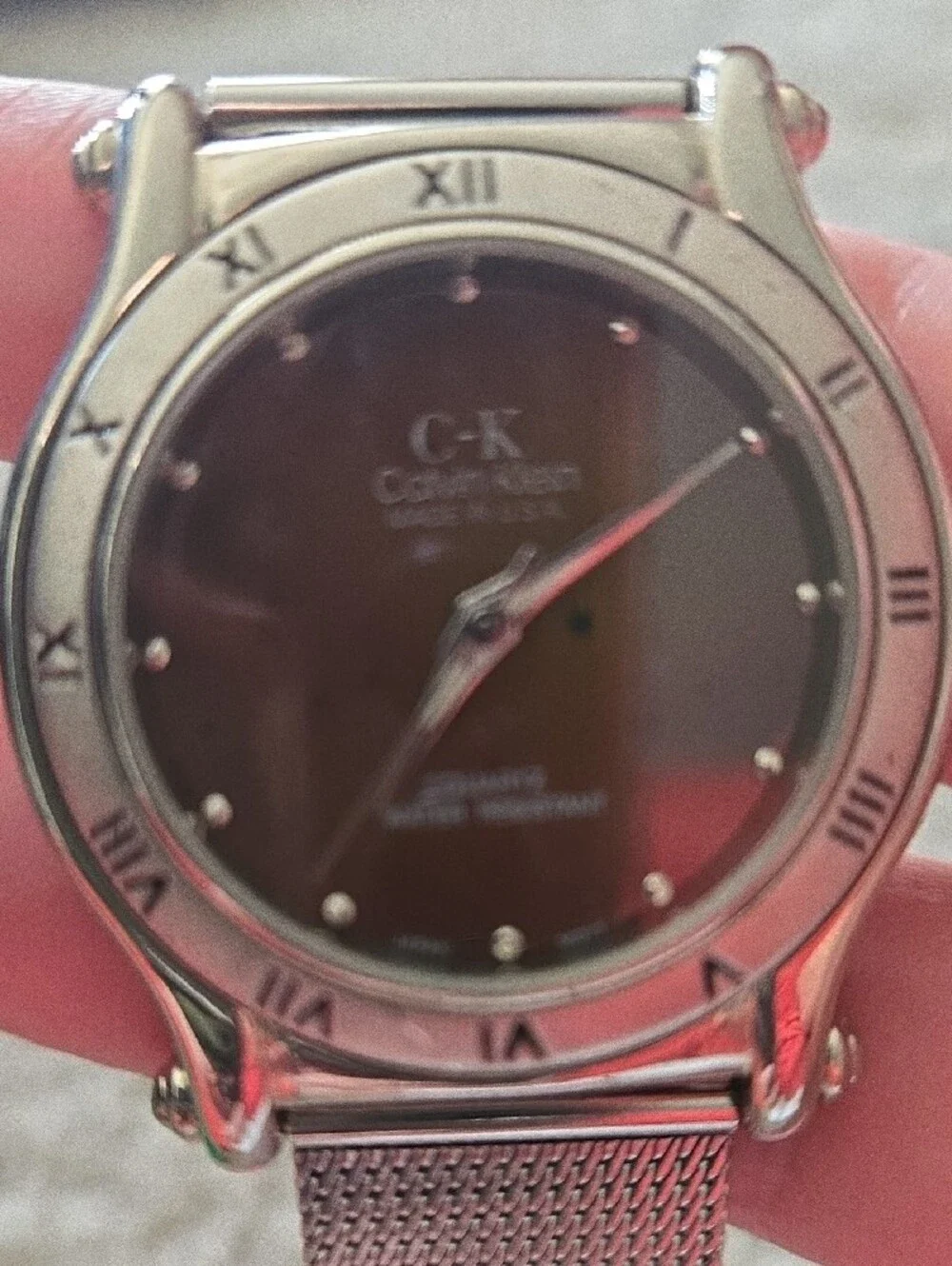 Calvin Klein Men’s Silver Mesh Bracelet Watch with Gray Dial